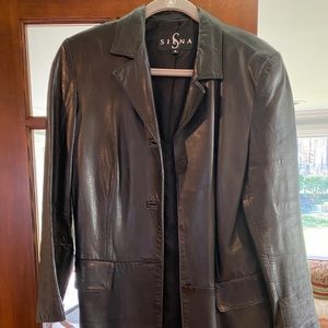 Siena Black Leather Trench Coat